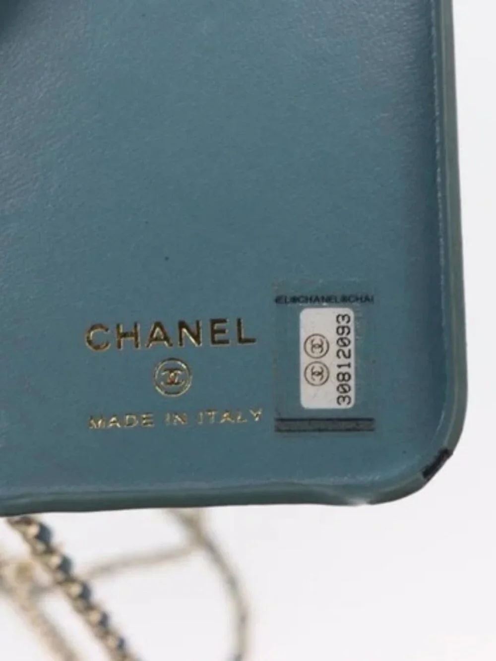 CHANEL iPhone Case Tweed Light Blue CC Auth bs32870